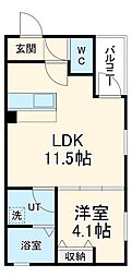 ＤＥＶＥＬＤ八代 2階1LDKの間取り