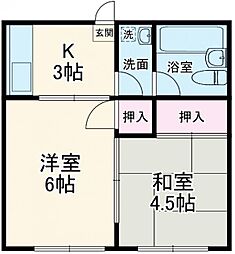 ウエストランド 1階2Kの間取り