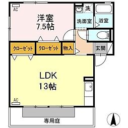 メゾンドール小烏B 1LDKの間取図画像