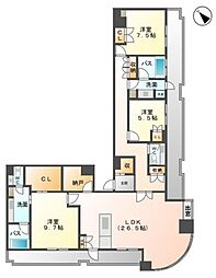 名古屋市営桜通線 吹上駅 徒歩15分の賃貸マンション 21階3SLDKの間取り
