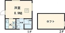 東京メトロ千代田線 明治神宮前駅 徒歩8分の賃貸マンション 1階ワンルームの間取り