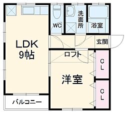 ソニックハイツＡ 2階1LDKの間取り