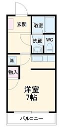 ザ・ホワイトハウスA 3階1Kの間取り