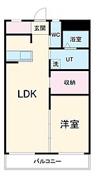 パインリーフ長森本町 1LDKの間取図画像