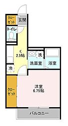 Ｅｓｐｏｉｒ　Ｏｄａｗａｒａ 2階1DKの間取り