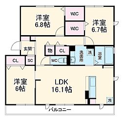 つくばエクスプレス 南流山駅 徒歩7分の賃貸アパート 2階3LDKの間取り