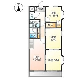 近鉄名古屋線 近鉄弥富駅 徒歩33分の賃貸マンション 1階3DKの間取り