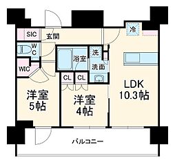 ザ・パークハビオ行徳駅前 10階2LDKの間取り