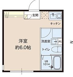 JR埼京線 浮間舟渡駅 徒歩14分の賃貸マンション 4階1Kの間取り