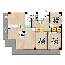 ロイヤル南茨木 4階3LDKの間取り