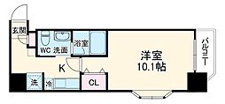Aden土佐堀 1Kの間取図画像