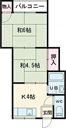 東武東上線 東武練馬駅 徒歩12分の賃貸アパート 1階2Kの間取り