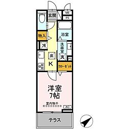 JR東海道本線 西岡崎駅 徒歩5分の賃貸アパート 1階1Kの間取り