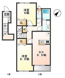 コンフォース 2DKの間取図画像