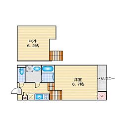 名古屋市営名港線 六番町駅 徒歩12分の賃貸アパート 2階1Kの間取り