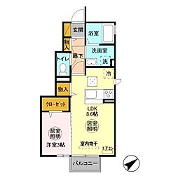 ソフィア　Ａ 1階1LDKの間取り