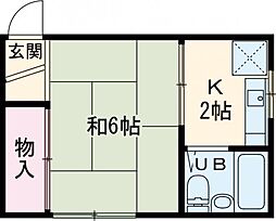 レジデンスヒロ 1階1Kの間取り