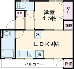 アサヌママンション 3階1LDKの間取り