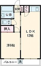 マンション高田馬場 3階1LDKの間取り