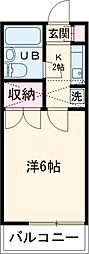 ピュアブラッサム 1階1Kの間取り