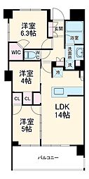 東急田園都市線 宮前平駅 徒歩4分の賃貸マンション 3階3LDKの間取り