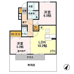 パークス中野台 1階2LDKの間取り