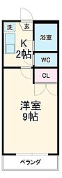 パレス吉浜 2階1Kの間取り