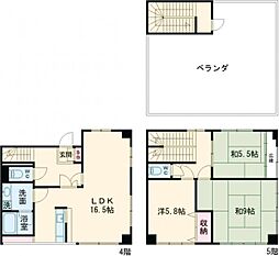 マツモトビル 4階3LDKの間取り