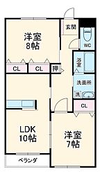 シャトーみずほ 4階2LDKの間取り