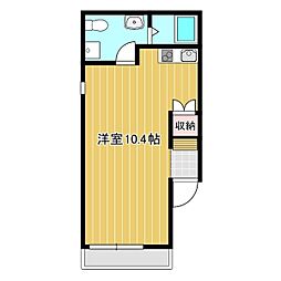 グリュック鳴海 2階1Kの間取り