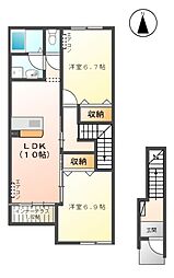 ヴァン　ヴェール　III　S 2階2LDKの間取り