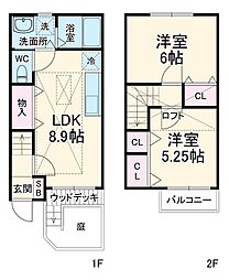 プランタンユキ 1階2LDKの間取り