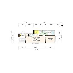 ミライズテラス東海 2階1LDKの間取り