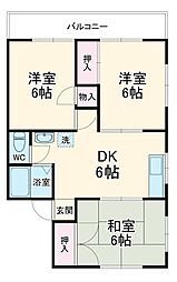 レジデンスほしな 1階3DKの間取り