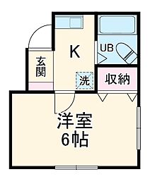 サポーレ北松戸 3階1Kの間取り