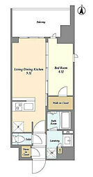 グランカーサ三ノ輪V 6階1LDKの間取り