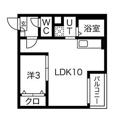 Jack nishikiI 2階1LDKの間取り