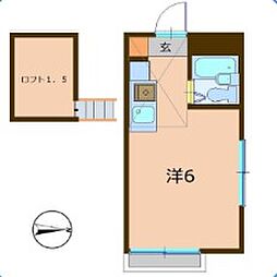 コーポ新川崎 1階1Kの間取り