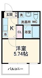 JR総武線 東船橋駅 徒歩11分の賃貸アパート 2階1Kの間取り