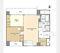 JR総武線 錦糸町駅 徒歩10分の賃貸マンション 4階1SLDKの間取り