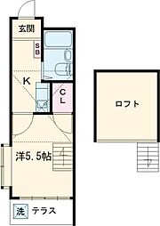 レオパレス旗の台 1階1Kの間取り