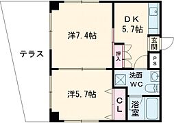 アントレー嵯峨野 1階2Kの間取り
