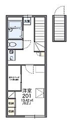 レオパレスボヌール 2階1Kの間取り