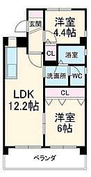 メゾン野並 4階2LDKの間取り