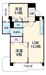 メゾン野並 5階2LDKの間取り
