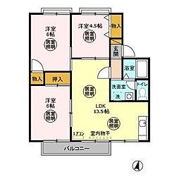 グランメールコホリ　壱番館 2階3LDKの間取り