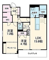 ＨＩＧＨ　ＬＩＮＥ　ＰＡＲＫ 2階2LDKの間取り