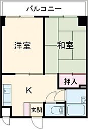 レジデンス秀 1階2DKの間取り