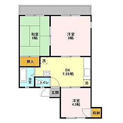 東武野田線 六実駅 徒歩14分の賃貸アパート 1階3DKの間取り