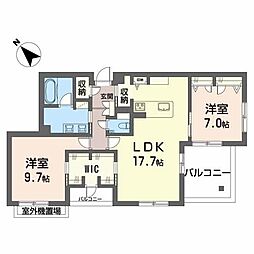 LUCA 2階2LDKの間取り